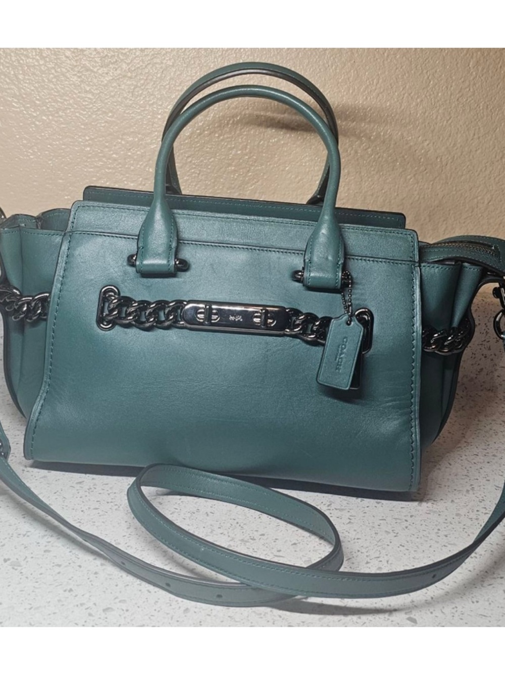 Like new Coach Swagger 27 in Rare Teal with Gunmetal Detail